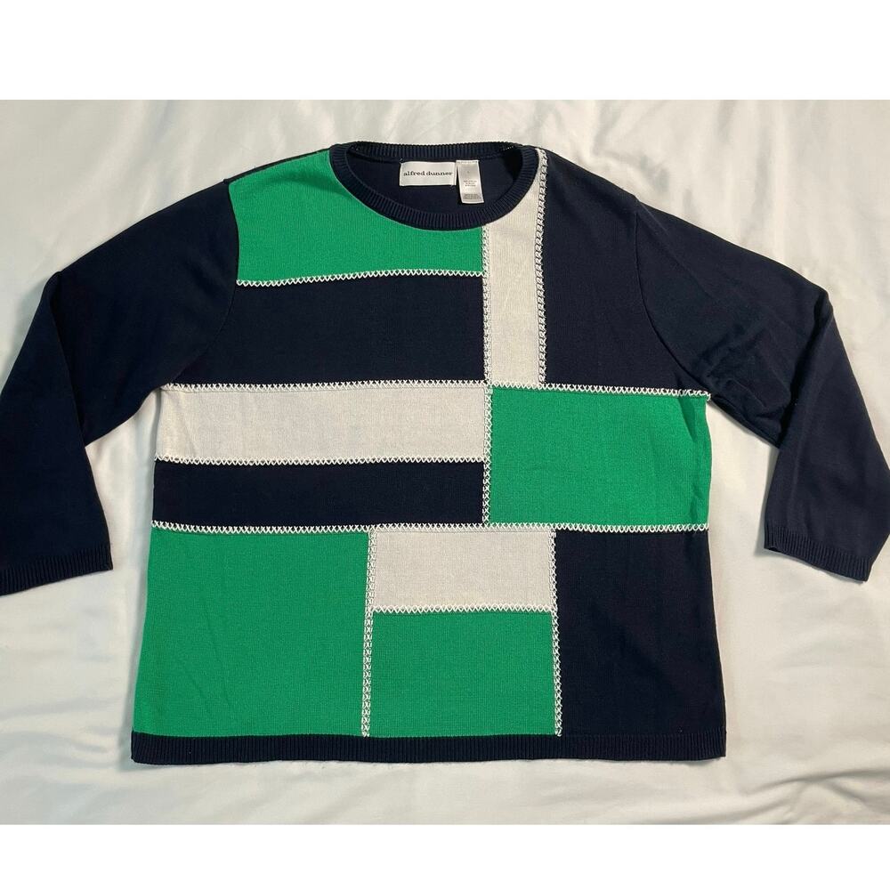 Alfred Dunner patchwork style sweater SZ Large